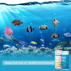 7 in 1 Aquarium Test Strips, Fish Tank Test Kit,Freshwater Saltwater Aquarium Water Test Kit to Detect pH Nitrite Nitrate Chlorine Carbonate Hardness (GH & KH)-100 Strips