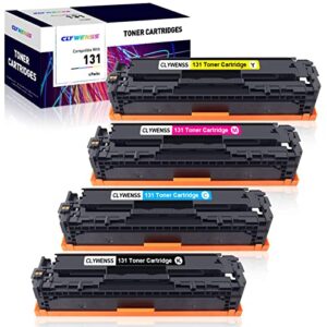 clywenss compatible crg-131 toner cartridges replacement for canon 131 131h toner to use with mf8280cw mf628cw mf624cw lbp7110cw laser printer (black, cyan, magenta, yellow, 4 pack)