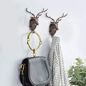 fdit towel hook hook, wall hook, hanging hook, deer head hook rustic wall hanger bathrooom for home livingroom for office(deer head (antique gold))