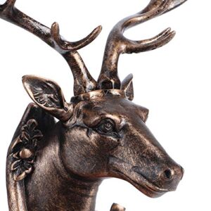 Fdit Towel Hook Hook, Wall Hook, Hanging Hook, Deer Head Hook Rustic Wall Hanger Bathrooom for Home Livingroom for Office(Deer Head (Antique Gold))