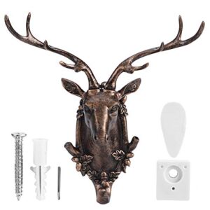 Fdit Towel Hook Hook, Wall Hook, Hanging Hook, Deer Head Hook Rustic Wall Hanger Bathrooom for Home Livingroom for Office(Deer Head (Antique Gold))