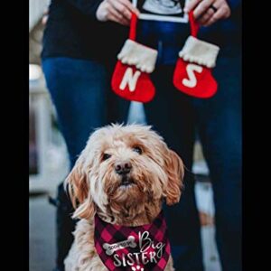 Big Sister Dog Bandana, Reversible Plaid Triangle Bibs Pet Scarf