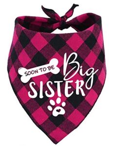 big sister dog bandana, reversible plaid triangle bibs pet scarf