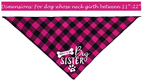 Big Sister Dog Bandana, Reversible Plaid Triangle Bibs Pet Scarf