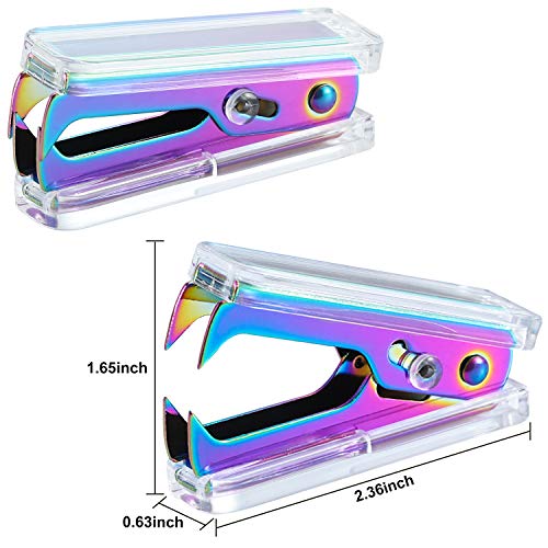 SEAKOS Dream Color Acrylic Stapler Set,Desk Stapler,Office and Home Stapler,Students Stapler,Tape Dispenser,Stapler Remover,Free 1000pcs 26/6 Staples——Multicolor