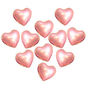 annodeel 50 pcs 10inch rose gold heart balloons, mylar heart foil balloons for birthday wedding love valentine's day party decorations.