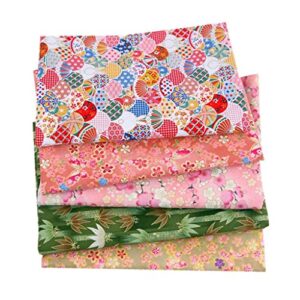 yotijar 5pcs japanese style printed cotton fabric for quilting crafts sewing diy - type 1