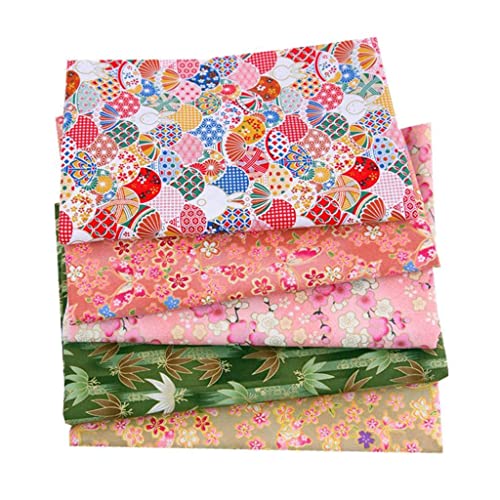 yotijar 5pcs Japanese Style Printed Cotton Fabric for Quilting Crafts Sewing DIY - Type 1