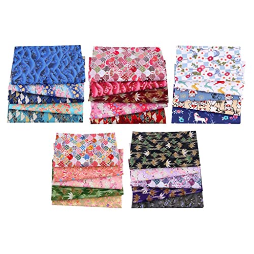 yotijar 5pcs Japanese Style Printed Cotton Fabric for Quilting Crafts Sewing DIY - Type 1