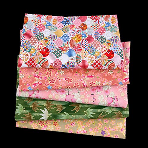 yotijar 5pcs Japanese Style Printed Cotton Fabric for Quilting Crafts Sewing DIY - Type 1