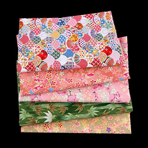 yotijar 5pcs Japanese Style Printed Cotton Fabric for Quilting Crafts Sewing DIY - Type 1