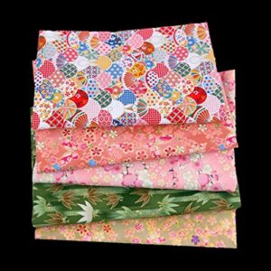 yotijar 5pcs Japanese Style Printed Cotton Fabric for Quilting Crafts Sewing DIY - Type 1