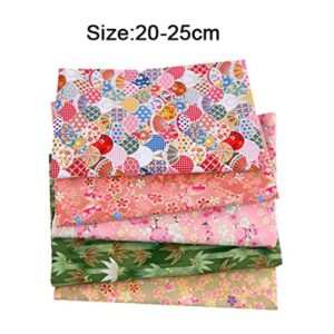 yotijar 5pcs Japanese Style Printed Cotton Fabric for Quilting Crafts Sewing DIY - Type 1