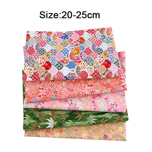 yotijar 5pcs Japanese Style Printed Cotton Fabric for Quilting Crafts Sewing DIY - Type 1