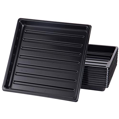 ANPHSIN Plant Growing Trays- 10 Pack 10.6” × 10.6” No Drain Holes Microgreens Growing Trays, Thickened Garden Plant Seed Starter, Indoor Greenhouse Seedling Propagation Trays for Wheatgrass