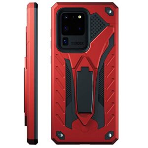 kitoo designed for samsung galaxy s20 ultra case with kickstand, military grade 12ft. drop tested - red