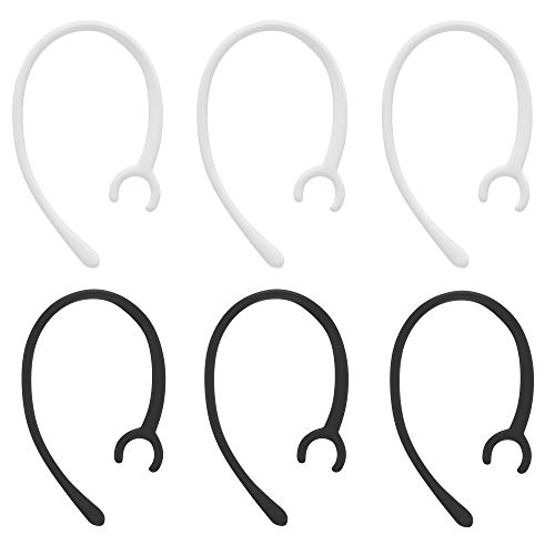 D & K Exclusives Replacement Ear Hooks Bluetooth Headset Headphones 8PC Earhooks Fit for M155 M165 M1100 M100 M55 M28 M25 Voyager Edge Headpiece (6mm) Clear, Black