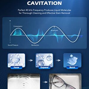 CREWORKS Ultrasonic Cleaner with Heater and Timer, 2.6 gal Digital Sonic Cavitation Machine, 240W 10L Stainless Steel Jewelry Cleaner for Professional Tool Watch Glasses Retainer Denture Coin Cleaning