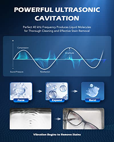 CREWORKS Ultrasonic Cleaner with Heater and Timer, 2.6 gal Digital Sonic Cavitation Machine, 240W 10L Stainless Steel Jewelry Cleaner for Professional Tool Watch Glasses Retainer Denture Coin Cleaning