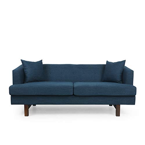 Christopher Knight Home Mableton 3 Seater Sofa, Navy Blue + Espresso