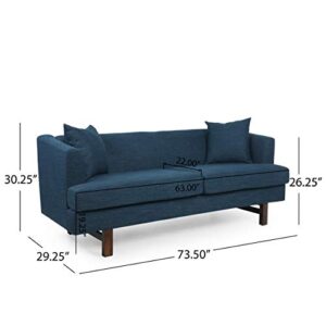 Christopher Knight Home Mableton 3 Seater Sofa, Navy Blue + Espresso