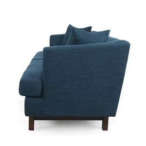 Christopher Knight Home Mableton 3 Seater Sofa, Navy Blue + Espresso