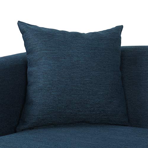 Christopher Knight Home Mableton 3 Seater Sofa, Navy Blue + Espresso