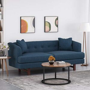 Christopher Knight Home Mableton 3 Seater Sofa, Navy Blue + Espresso