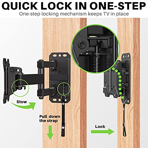 USX MOUNT Full Motion TV Wall Mount for Most 10-26 Inch LED, Flat Screen TVs Lockable RV Mount on Motor Home Camper Truck Marine Boat Trailer TV Mount up to 33 lbs VESA 100x100mm Easy One Step Lock