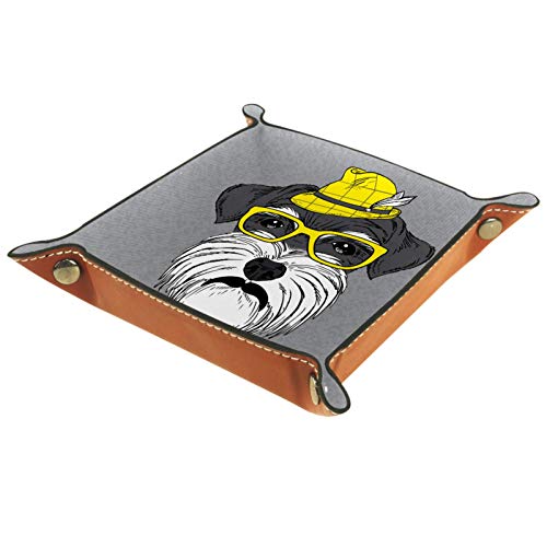 Mapotofux Vanity Tray, Toilet Tank Storage Tray, Resin Bathtub Tray Bathroom Tray, Schnauzer with Yellow Hat and Sunglasses