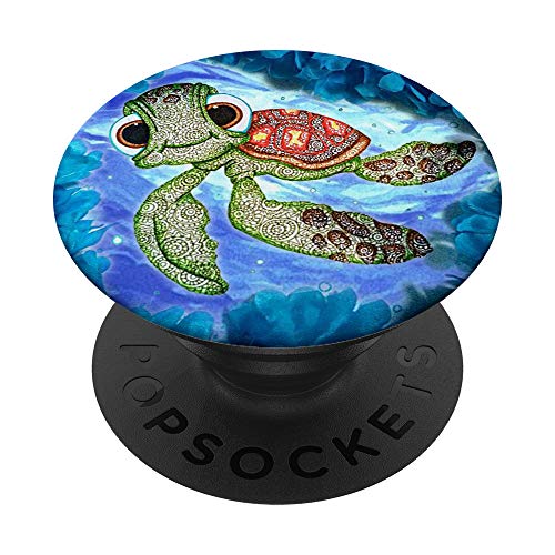 Cute Big-Eyed Mandala Sea Turtle PopSockets Grip and Stand for Phones and Tablets