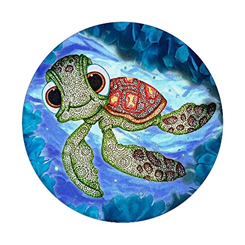 Cute Big-Eyed Mandala Sea Turtle PopSockets Grip and Stand for Phones and Tablets