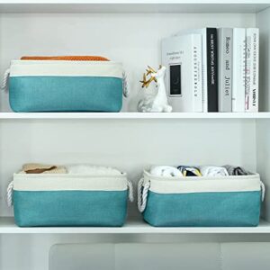 Tegance Storage Baskets Bins for Organizing, Foldable Sturdy Fabric Basket W/Handles, Large Rectangular Decorative Storage Basket for Shelves Nursery Closet Toy Blanket (3 Pack 15.7x11.8x8.3)…