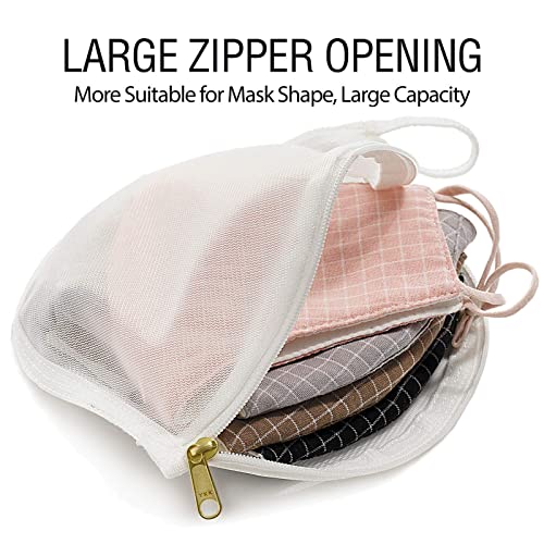 No/Brand 3 Packs Delicate Laundry Bags for Reusable Face Masks and Reusable Makeup Remover Pads,Fine Mesh Wash Bags,Use YKK Zipper, with Hanger Loop, Portable Mask Storage Bag (3 Small)