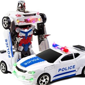 toysery transforming robot police car with light, smart robot police cars for kids , race car to robot toy transforming toys for boys, bump and go toddler car robot toys for boys age 7 to 9