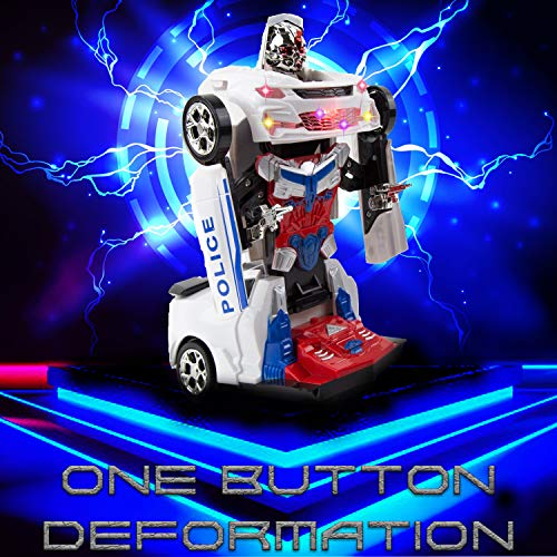 Toysery Transforming Robot Police Car with Light, Smart Robot Police Cars for Kids , Race Car to Robot Toy Transforming Toys for Boys, Bump and Go Toddler Car Robot Toys for Boys Age 7 to 9