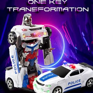 Toysery Transforming Robot Police Car with Light, Smart Robot Police Cars for Kids , Race Car to Robot Toy Transforming Toys for Boys, Bump and Go Toddler Car Robot Toys for Boys Age 7 to 9