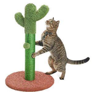 catinsider 25.6" cactus cat scratching post with dangling ball for cats brown