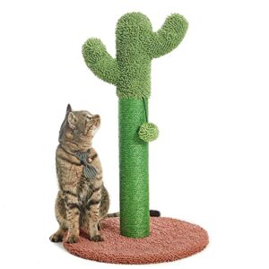 Catinsider 25.6" Cactus Cat Scratching Post with Dangling Ball for Cats Brown