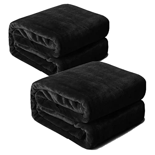 EIUE 2-Piece Flannel Blankets Set- Super Soft Lightweight Fleece Throw for Couch,Sofa and Bed