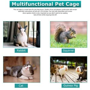 Cat Cage Playpen Kennel Crate 52.3 Inchs Height Cat House Cat Litter Box and Storage Case in One Pet Enclosure with 2 Front Doors 2 Ramp Ladders 2 Resting Platforms Beds Tray Hammock Cage for Cats