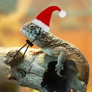 Hemobllo 2pcs Bearded Dragon Santa Hat for Lizard Reptile with Scarf Christmas Pet Costume Clothes Outfit for Xmas Holiday Party Photos Props Red