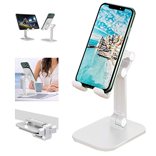 Winproo Cell Phone Stand, 120° Angle Height Adjustable iPhone Stand for Desk, Foldable Cell Phone Holder iPad Tablet Stand Compatible with iPhone 11 12 Pro Max XR SE Smartphone/iPad/Kindle/Tablet