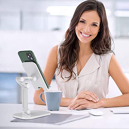 Winproo Cell Phone Stand, 120° Angle Height Adjustable iPhone Stand for Desk, Foldable Cell Phone Holder iPad Tablet Stand Compatible with iPhone 11 12 Pro Max XR SE Smartphone/iPad/Kindle/Tablet