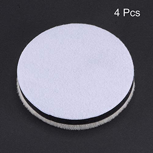 uxcell 2" Wool Felt Sponge Polishing Pad Hook and Loop Buffing Wheel Fine Polishing for Orbital Polisher Buffer 4 Pcs