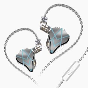 kz asx in-ear monitors, 10 balanced armatures units per side customized hifi iem wired earphones/earbuds/headphones with detachable cable 2pin for musician audiophile (white, with mic)