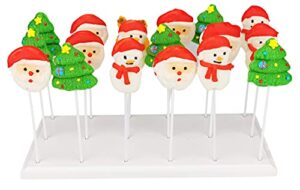 wood cake pop stand display - 18 hole lollipop holder, candy or sucker stand for dessert table of wedding, shower, birthday party, white - fit 5/32" (4mm) lollipop sticks