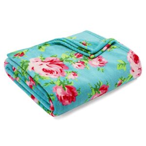 betsey johnson | fleece collection | blanket - ultra soft & cozy plush fleece, lightweight & warm, perfect for bed or couch, queen, bouquet day