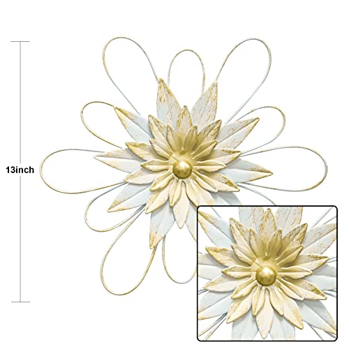 hogardeck Metal Flower Wall Decor - 13" Metal Floral Wall Decoration for Bedroom, Living Room, Bathroom, Kitchen, Outdoor Wall Art