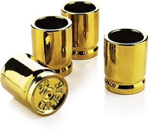 the wine savant 50 caliber bullet shot glasses set - set of 4 - each holds 2 ounces - tactical bullet casings shot glasses